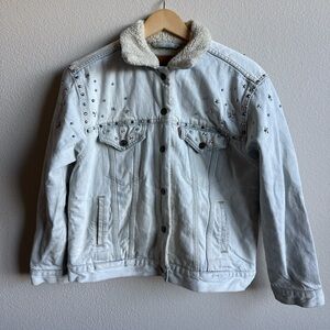 Levi's White Shearling Collar Denim Jacket